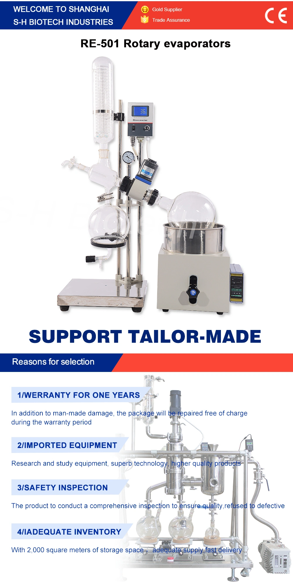 S-H Biotech Laboratory Lab Equipment Small Capacity Mini Vacuum Rotary Evaporator Price