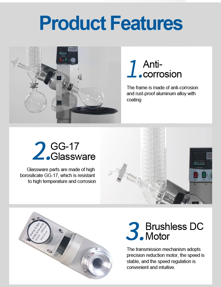 Yuhua Yre-5000e 5L Rotovap Rotary Evaporator with Electrical Lift and Vacuum Distillation School University Lab Equipment